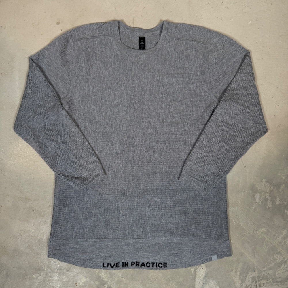 Lululemon Mens XL Gray 100% Merino Wool alpine air Long Sleeve Sweater